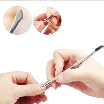 Rustfrit Stål Dobbelt Hoved Neglebånd Pusher for Manicure Værktøjer til Søm Kunst, Non-Slip Negle-Neglebånd Remover Tilbehør