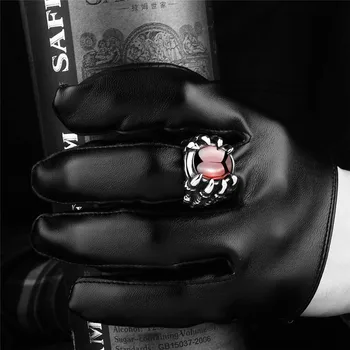 Rustfrit Stål Gotiske Stempunk Mænds Ringe Mænds Smykker Finger-ring Vintage Boho Dragon Claw Punk Sort Rød Mand Legering Støbning