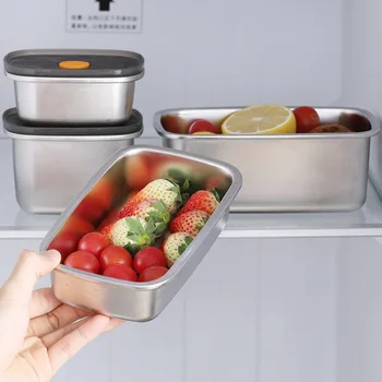 Rustfrit Stål Tætning Frokost Bento Box Frugt Vegetabilske Fødevarer Konservering Storage Container til Picnic Kontor Skole Servis