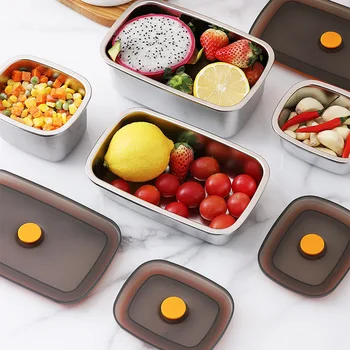 Rustfrit Stål Tætning Frokost Bento Box Frugt Vegetabilske Fødevarer Konservering Storage Container til Picnic Kontor Skole Servis