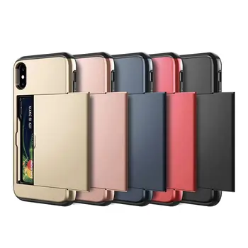 Rustning Slide-Card Mobiltelefon Case For iPhone 11 11Pro Max-Kort Slot Holder Dække 5 6S 5s 6 7 8 Plus X XS Antal XR Fundas Capa Sag