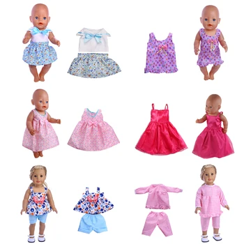 Række Mønster Nederdel Passer til 18 Tommer American Doll&43 Cm ReBorn Baby Doll Pige Gave,Vores Generation Pige Legetøj,julegaven