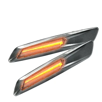 Røget Klar linse 3D carbon finish Hvid/Gul LED-sidemarkeringslys-Lampe Til BMW 1 3 5 Serie E60 E80 E82 E90 F10 Stil