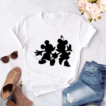 S-3XL Plus Size t-shirt Mickey, Minnie Par Print T-Shirt til Kvinder Shirts O Hals kortærmet t-Shirts Summer Harajuku-T-Shirt Unisex