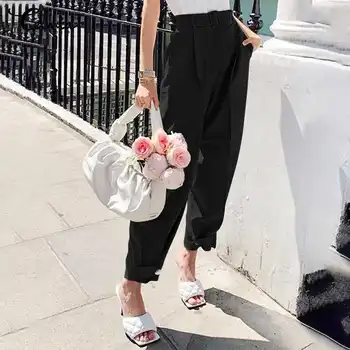 S - Celmia Mode Høj Talje Harem Bukser, Kvinders 2021 Sommeren Elegant Kontor Solid Plisserede Bukser Casual Løs Belted Bukser