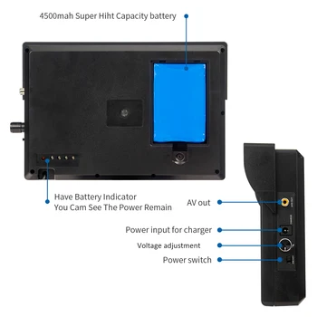 S90HR 9inch 1080P Skærm video-optager batteridrevne AV input til undercamera endoskop Rotere skærmen for at zoome ind