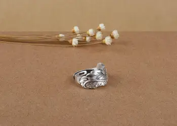 S999 sterling sølv kvindelige mode lotus åben ring