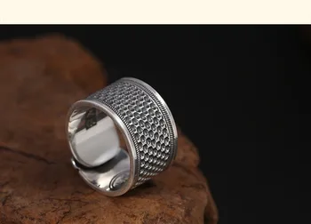 S999 Åben Ring Mænd Bred Version Cool Sterling Sølv Ring Thai Sølv Vintage Udtrækkelig Ring