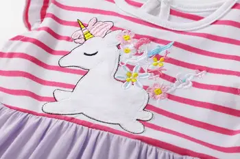 SAILEROAD Kjoler for Piger 7 år Broderi Unicorn Dress Girl Ferie Kjoler Bomuld Vestido Unicornio Infantil Kids Tøj