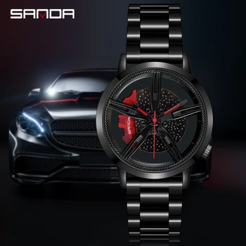 SAMDA racerbil Se Custom Design Bil armbåndsur i Rustfrit Stål, der ikke Udskrivning af Fælgen Hub Ure Mand Relogio Masculino