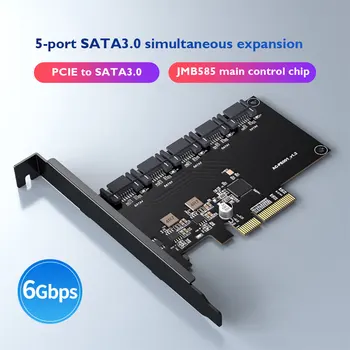 SATA 3.0 PCIE-Kort Adapter PCI-Express SATA udvidelseskort 5 Port til SSD HDD Harddisk Converter Adapter Box