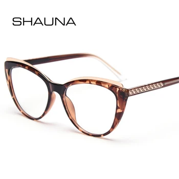 SHAUNA Retro Cat Eye Kvinder Optiske Briller Frame Mode Fjeder Hængsel Klar Linse Mænd Briller Ramme af Rustfrit Stål Arm