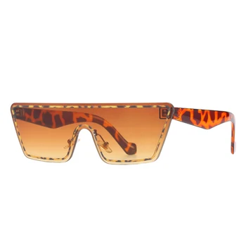 SHAUNA Retro Ét Stykke Cat Eye Uindfattede Solbriller Kvinder Mode Blå Pink Gradient Mænd Tendenser Leopard Ben Sol Briller UV400