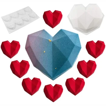 SILIKOLOVE 3D Geometriske hjerteformede Silikone Forme til Bagning Svamp Chiffon Mousse Kage Skimmel i Stykker Chokolade Forme