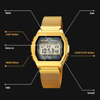 SKMEI Digital bevægelse Mandlige Armbåndsur Nedtælling Kalender, Alarm LED Display Mænd Elektronisk Ur Relojes Para hombre Montre