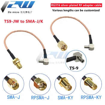 SMA hun til TS9 han stik ekstern adapter skillevæg skillevæg RF Pigtail Coaxial Kabel til 3G, 4G antenner RG316