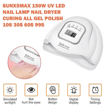 SOLEN X5 MAX 150W 45 LED-UV-Lampe Søm Tørretumbler Professionelle Til Tørring Gel Polish 10s/30s/60s/99s Timer Auto Sensor Nail Art Machine