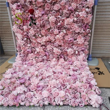 SPR tilpasset kunstig silke bryllup roll op blomst væg steg baggrund