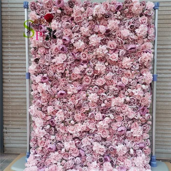SPR tilpasset kunstig silke bryllup roll op blomst væg steg baggrund