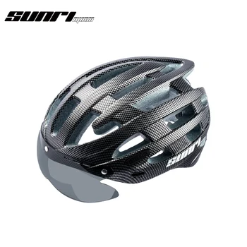SUNRIMOON WT-038 Voksne mænd og kvinder cykelhjelm Let Road Mountainbike, Hjelm Magnetiske Beskyttelsesbriller, Aftagelig