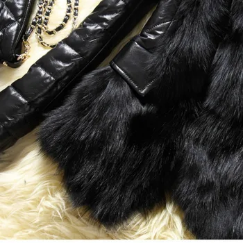 SUSOLA Nye 2020-Vinter Pels Satin Fox Fur Fur Ræv Pels Krave Lange Læder Kvinder i Stor Størrelse Pels