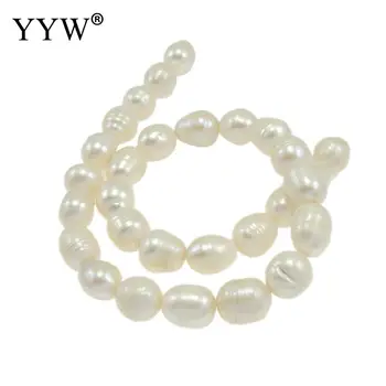 Salg!! 11-12mm Hvid Naturlige Ferskvands Perle Perler Til smykkefremstilling Resultater Perler, Håndlavet Perle Stolpe Hul 0,8 mm 14 Tommer
