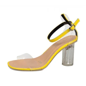 Sandaler Kvinder 2021 Nye Gennemsigtig Krystal Sandaler koreanske Version med Tyk Hæl Casual Open-tåede Sandaler til Kvinder Sko