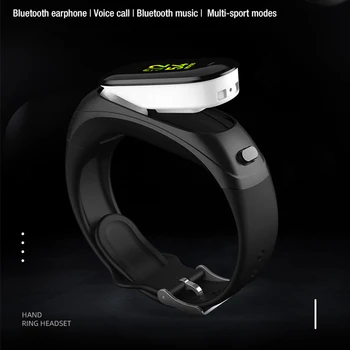 Savioke V08PRO Bluetooth Headset Smart Armbånd 2 i 1 ur med øretelefoner Armbånd sundhed overvågning Sports Hovedtelefon med Mikrofon
