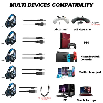 Sci-fi stil LED lys PS4 Gaming headset Med Mikrofon USB - +3,5 MM Stereo Bas Kabelforbundne hovedtelefoner Til Fortnite NBA2K GTA
