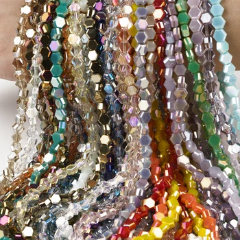 Sekskantet Glas Perler 4/6/8mm 20pcs Beige Krystal Glas Perler Perler, der Bruges til fremstilling af Armbånd, Tøj, Diy Smykker