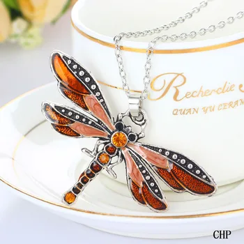 Selling Creative Funny Dragonfly Necklace Hot Design Modern Products 6 Colors
