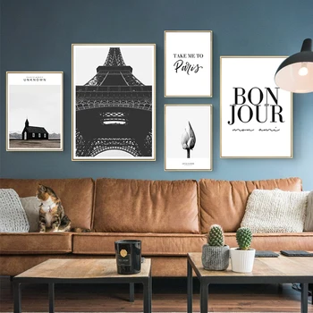 Selvklæbende Wall Stickers Landskab Eiffel Tower Paris Maleri Væg Kunst, Plakater, Print Home Decor Baggrunde Room Dekoration