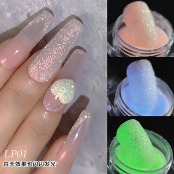 Selvlysende Glitter Nail Powder Dust DIY Nail Design Vandtæt Gradient Manicure Søm Glitter Flager Manicure Pigmenter