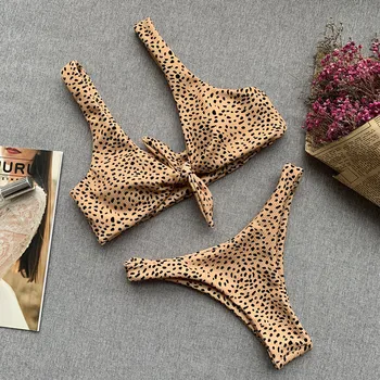 Sexet Leopard Bikini Mujer 2020 Foran Uafgjort Push Up Mikro Badetøj Brasilianske Vatteret Badedragt G-Streng Badetøj Stroj Kapielowy