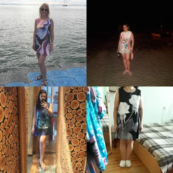 Sexet Ærmeløse Tank Dress 3D Geometriske Trykt En Linje Løs Chiffon Kjole Kvinder om Sommeren Boho Stil Mini Short Beach Party Kjole