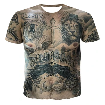 Sexy Tatoveringer Muskel-T-shirt-3D Animal Trykt Top Tees Mandlige Sommeren Tshirt Hip Hop Camisetas Homme Streetwear, Sjove T-Shirt