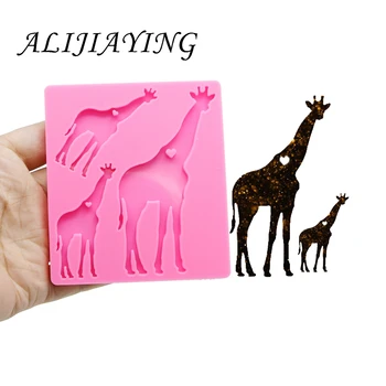 Shiny Giraf mor/baby silicone form til nøglering nøglering Vedhæng giraf familie harpiks Håndværk DIY epoxy Forme DY0106