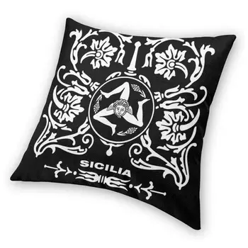 Sicilien Sicilien Kærlighed Trinacria Logo pudebetræk Sofa Stue Sicilianske Pride Square Smide Pude Dække 40x40cm