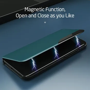 Side Vindue Læder Flip Case Til Xiaomi Poco F3 Telefon Dækning På Xiomi Mi Poco F3 Poko F 3 Pocof3 M2012K11AG 3D Stå fundas