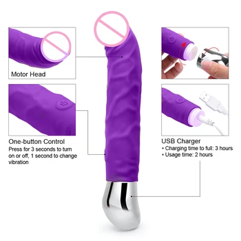 Silikone Dobbelt Hoved Rabbit Vibrator 10 Hastigheder USB Opkrævet Vagina Og Klitoris Stimulation Massageapparat Voksen Sex Legetøj Til Kvinder