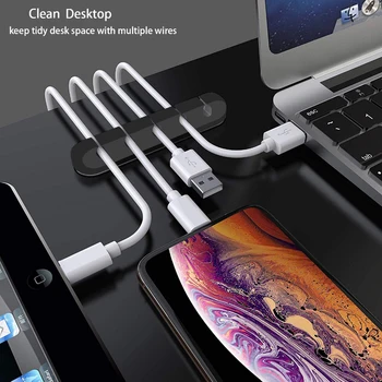 Silikone Kabel-Winder Mobiltelefon Tilbehør Kabelholder Clip Organizer Wire Oplader Til Bil Mus, Tastatur, Headset Hovedtelefon