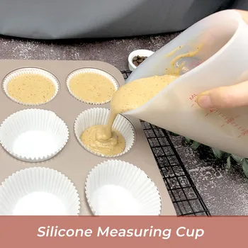 Silikone målebæger med Skala 250/500 ml Mel, Mælk, Olie Måling Af Køkken Bagning Værktøj til at Lave Dessert Æg Syrlig Kage