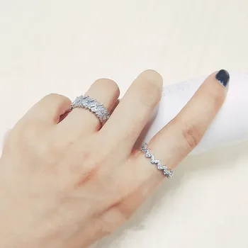 Simple Z-Form Crystal Ringe til Kvinder Smykker Sølvfarvede Kvindelige vielsesringe Damer Lyn Steg Guld Ring Femme Engagement Ny
