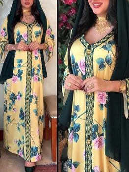 Siskakia Dubai Jalabiya Mode Muslimske Abaya Kjole Til Kvinder Eid 2021 Marokkanske Kaftan Tyrkiet Arabisk Oman Islamisk Tøj Gul