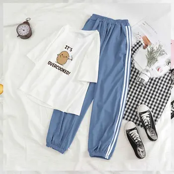 Sjove Kartofler Pyjamas for Kvinder Sommeren Pjs for Teen Piger Loungewear Sæt Kawaii To Stykke Tøj Damer Bukser Kvindelige Passer til