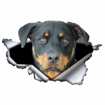 Sjove Rottweiler Bil Mærkat Revet Metal Decal Reflekterende Klistermærker Hund Decals 3D Rott Bil Styling,13cm*8cm