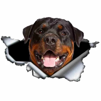 Sjove Rottweiler Bil Mærkat Revet Metal Decal Reflekterende Klistermærker Hund Decals 3D Rott Bil Styling,13cm*8cm