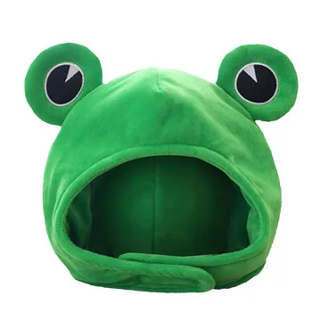 Sjove Stor Frog Eyes Tegnefilm Plys Hat Toy Grønne Hovedbeklædning Cap Cosplay Costume Party Nyhed Dress Up Foto Prop