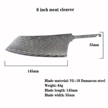 Skarpe DIY kok frugt kødkniv blank VG10 Damaskus stål klinge materiale semi-færdige kniv blank