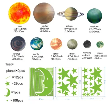 Skinner I Mørket 435 Pc ' Er Lysende Måne Stjernede Dot Wall Stickers Fluorescerende Wall Stickers Miljømæssige Dekoration